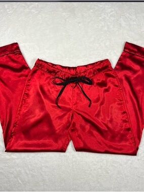Red Satin Drawstring Lounge Pants